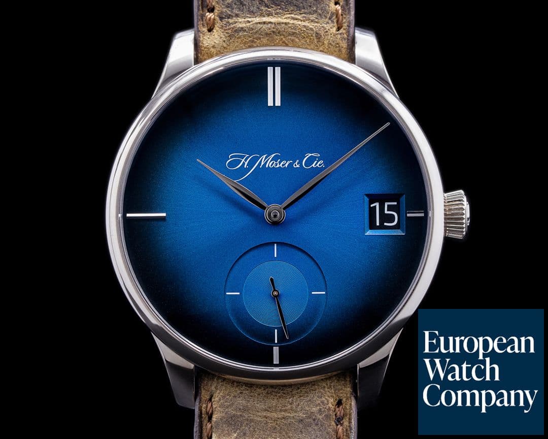 Image of H. Moser and Cie. Venturer Big Date Purity Blue Fume Dial 18k WG Small Seconds 