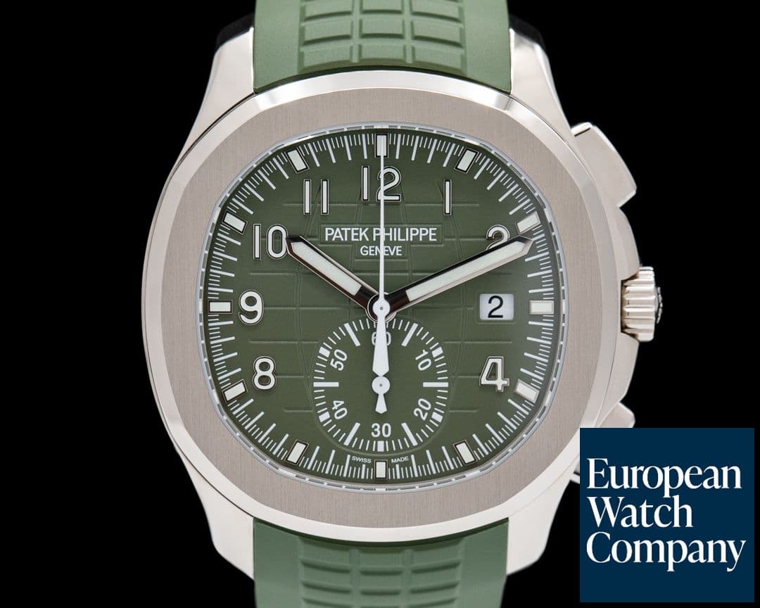 Image of Patek Philippe 5968G Aquanaut Chronograph White Gold Green Dial Chronograph 2022 UNWORN