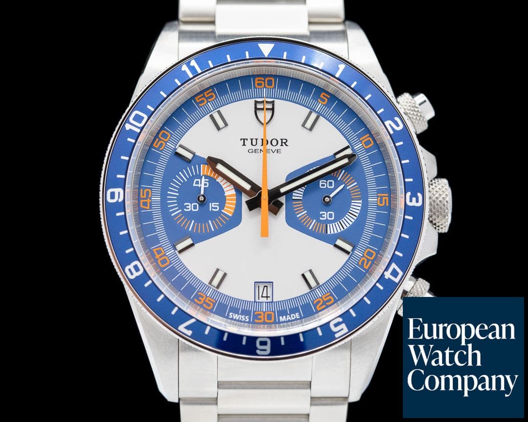 Image of Tudor Heritage Chronograph Silver Dial w/Blue Counters UNWORN