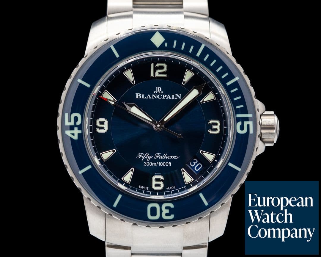 Image of Blancpain Fifty Fathoms / Blue Dial Titanium Bracelet with Sail cloth 2021