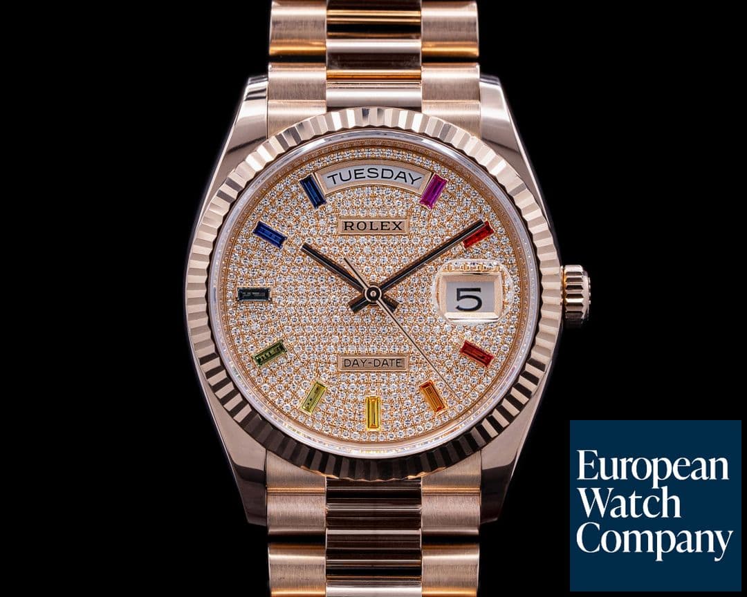 Image of Rolex Day Date President 36MM 128235 RAINBOW 18K Rose Gold  