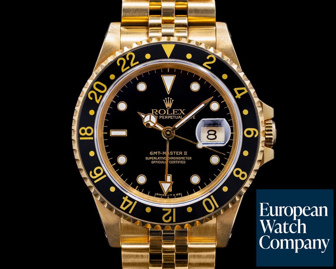 Image of Rolex GMT Master II 16718 18k Yellow Gold VERY SHARP ! 