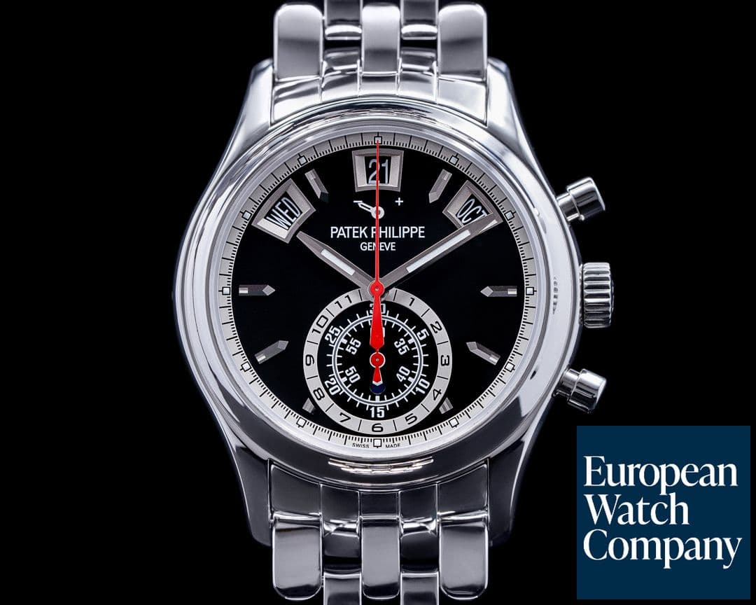 Image of Patek Philippe Annual Calendar 5960/1A-010 Black Dial Chronograph SS RARE