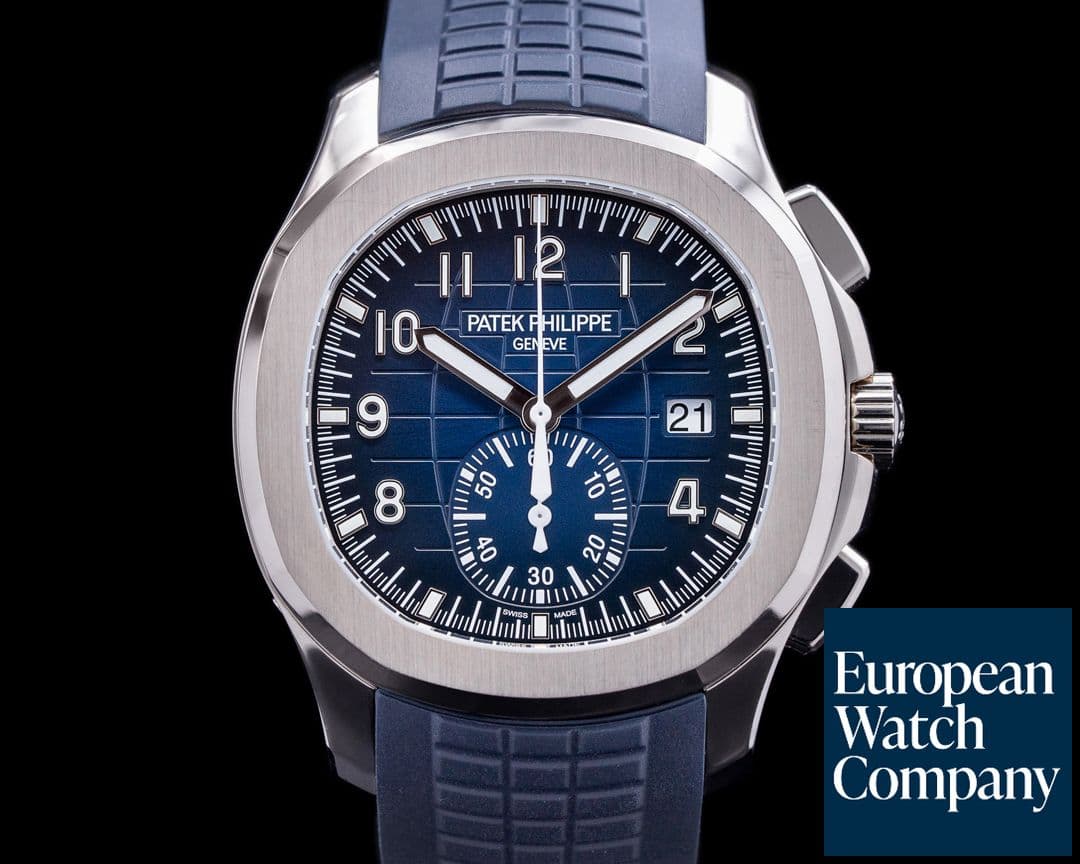 Image of Patek Philippe 5968G Aquanaut Chronograph White Gold Blue Dial Chronograph