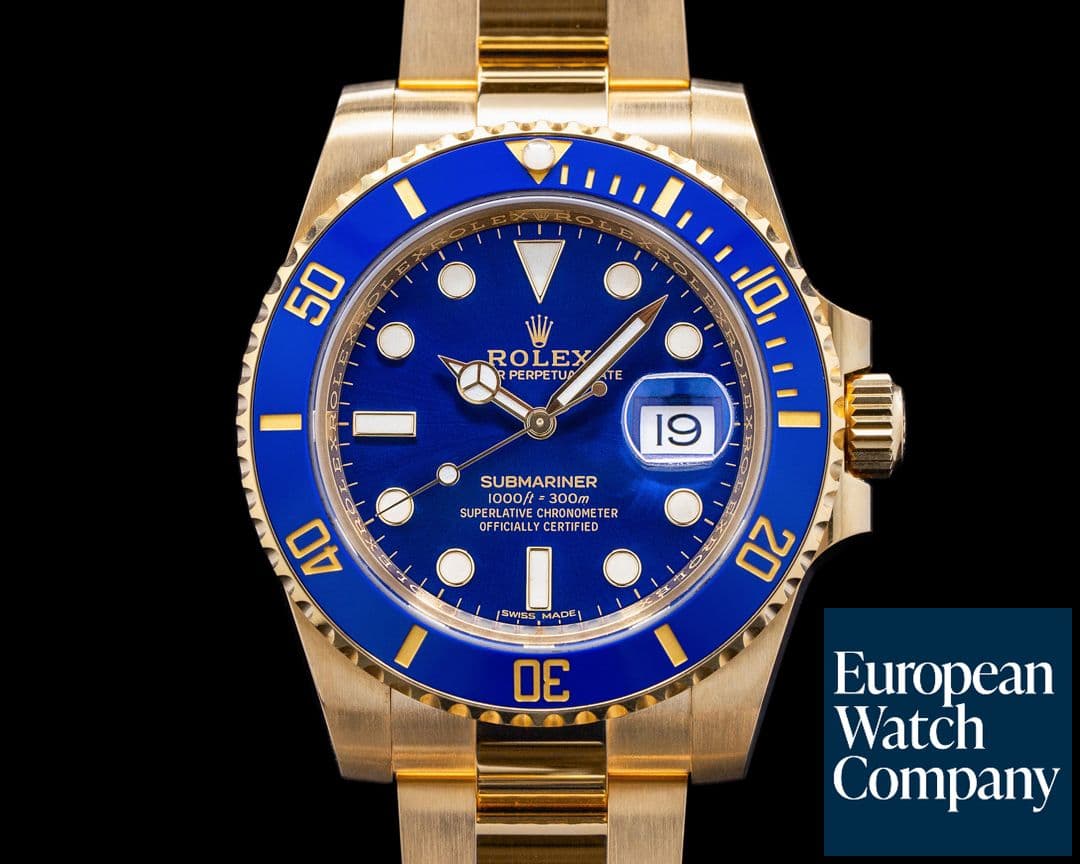 Image of Rolex Submariner 116618 18K Yellow Gold Blue Dial 