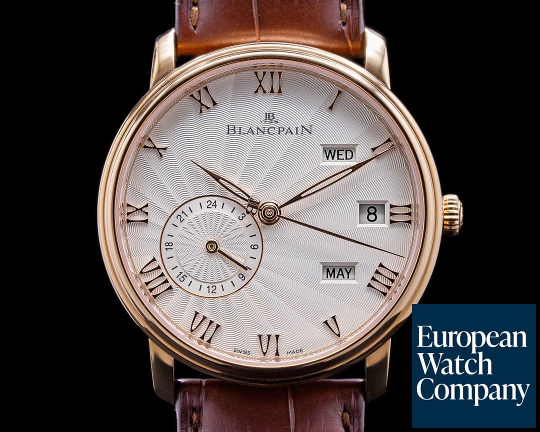 Image of Blancpain Villeret Annual Calendar GMT Silver Dial 18K Rose Gold UNWORN