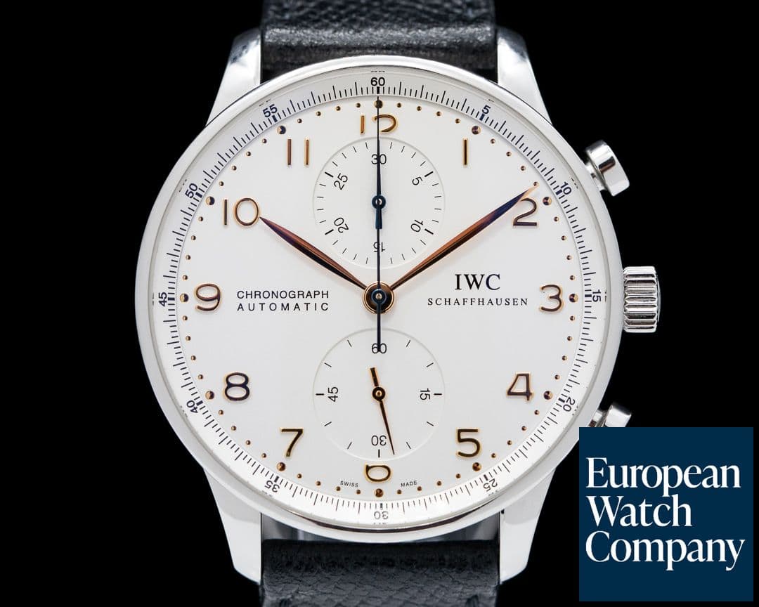 Image of IWC Portuguese Chronograph Silver Dial Gold Numerals SS
