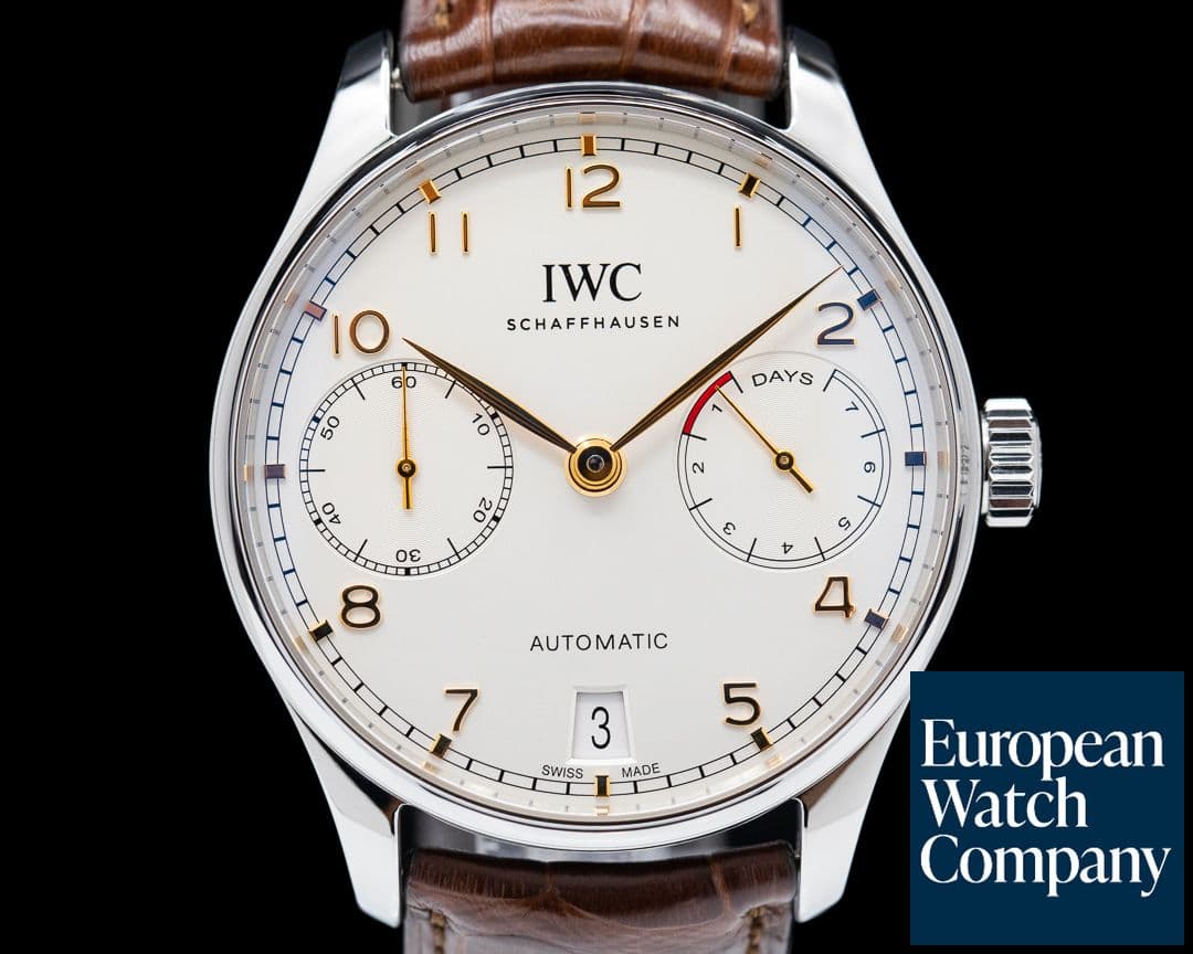 Image of IWC Portuguese 7 Day Automatic SS Silver Dial Rose Numerals 