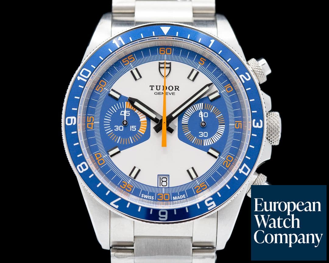 Image of Tudor Heritage Chronograph Silver Dial w/Blue Counters UNWORN