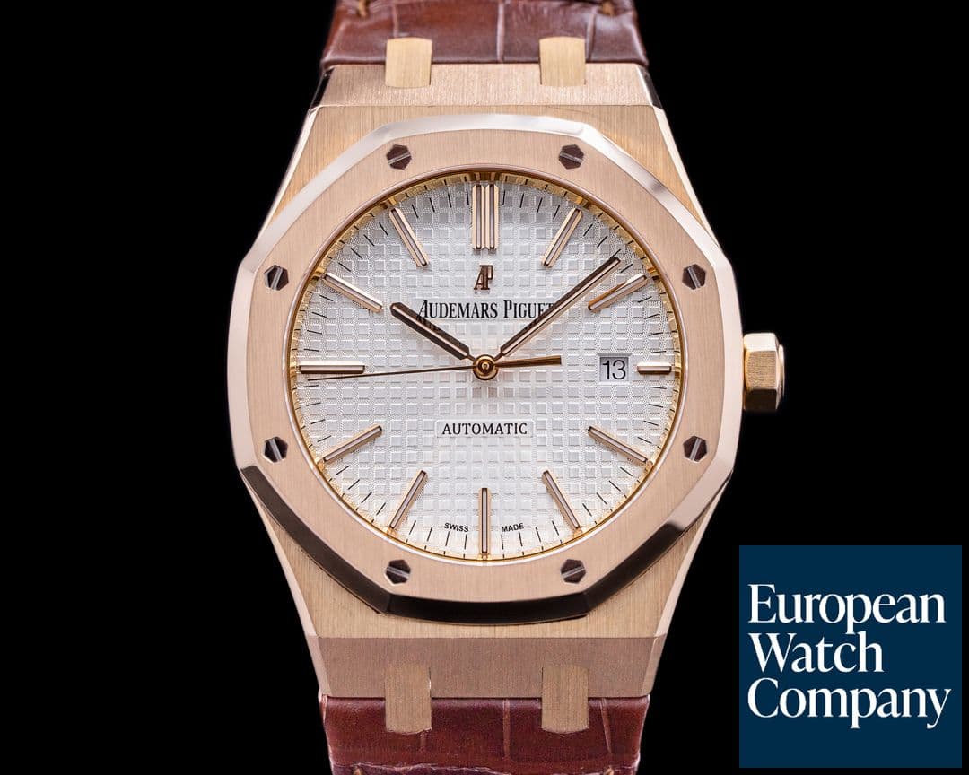 Image of Audemars Piguet Royal Oak 15400OR Jumbo White Dial 18K Rose Gold 