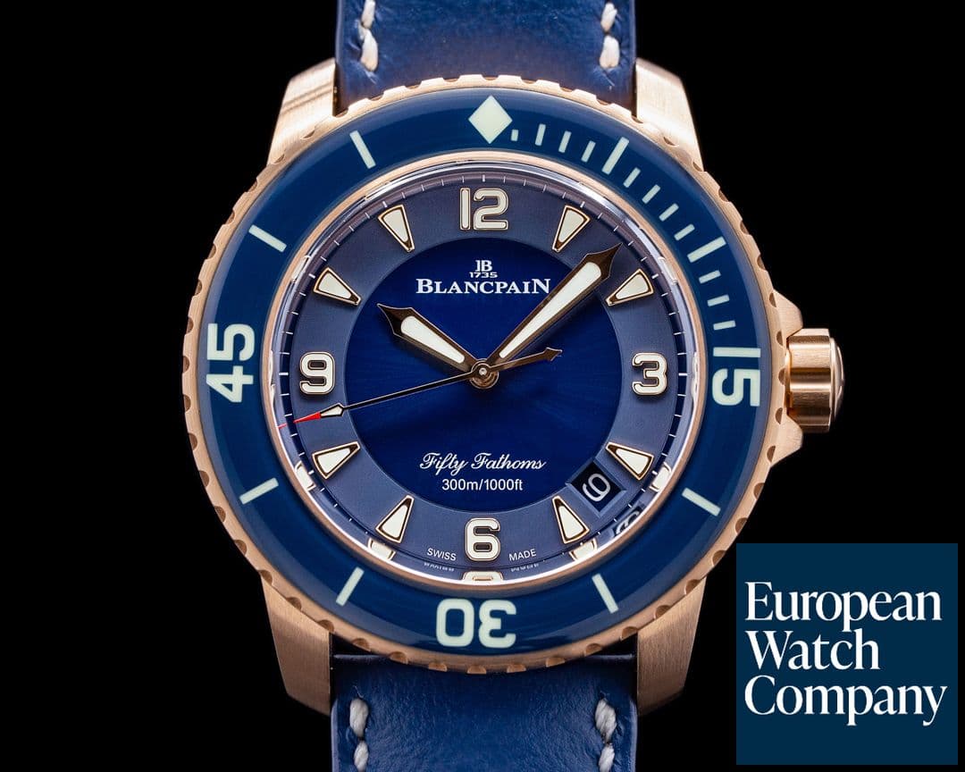 Image of Blancpain Fifty Fathoms Blue Dial / 18K Rose Gold 