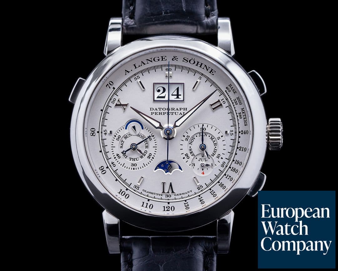 Image of A. Lange and Sohne Datograph Perpetual Calendar Chronograph 410.025 Platinum + Deployant