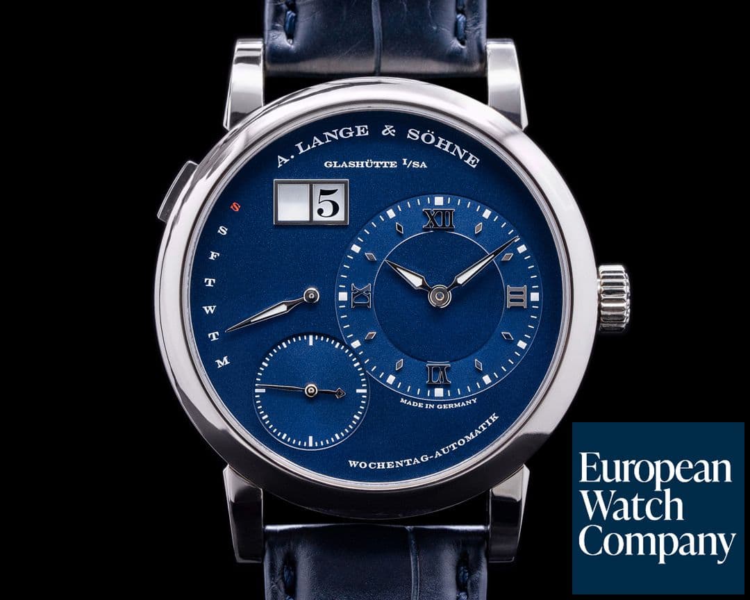 Image of A. Lange and Sohne Lange 1 Daymatic 320.025 Blue Dial FULL SET RARE 