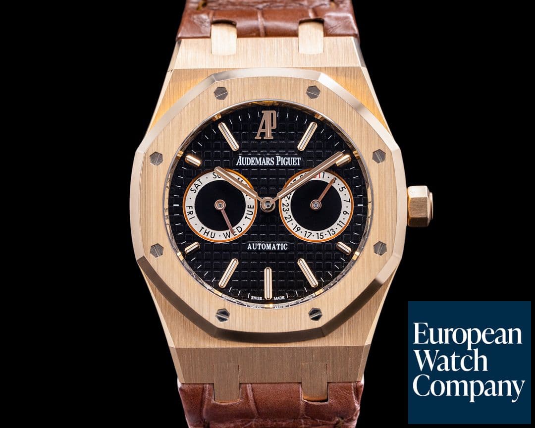 Image of Audemars Piguet Royal Oak Day Date Black Dial 18K RG / Alligator 