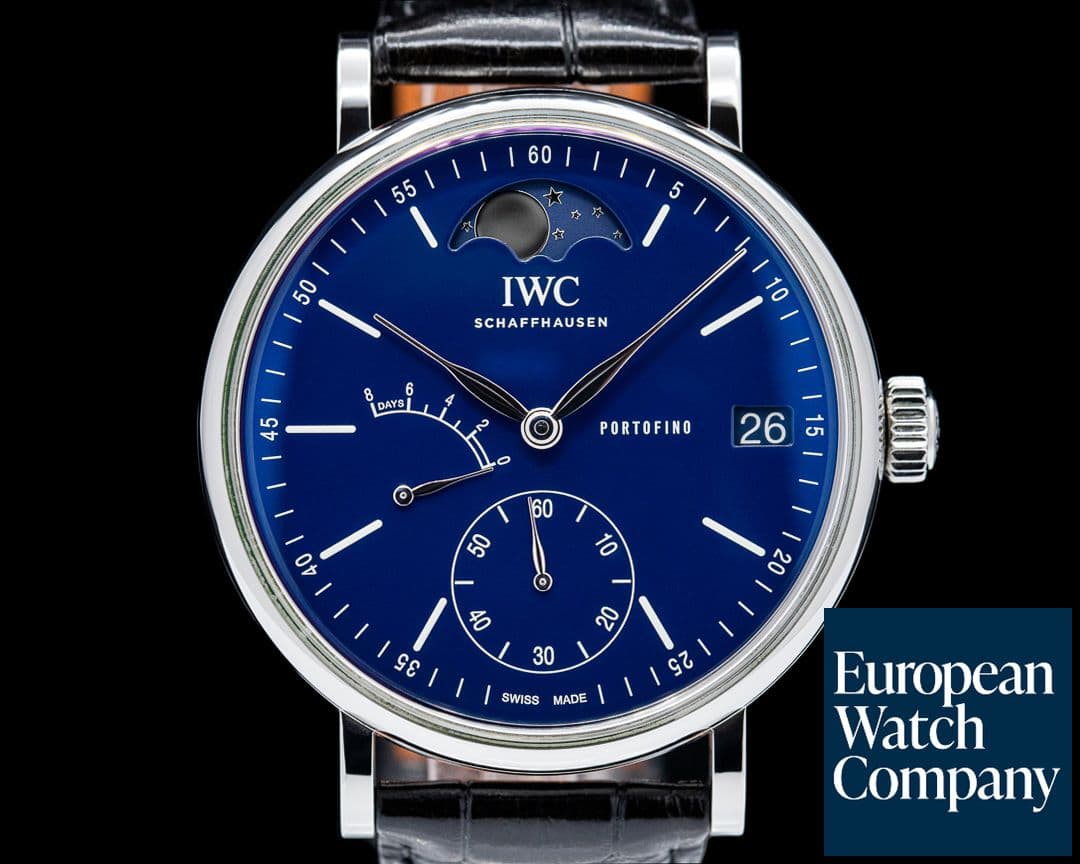 Image of IWC Portofino Hand Wound Eight Days SS Blue Dial 150 Years LIMITED