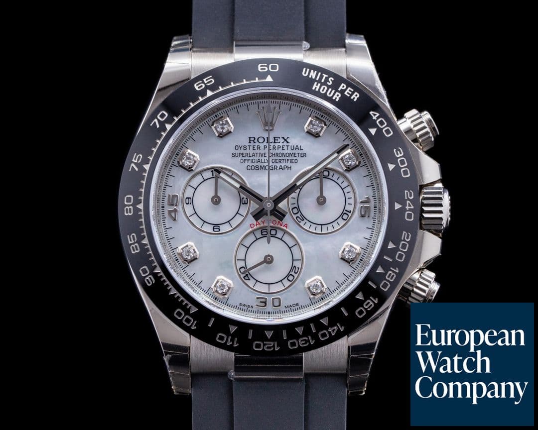 Image of Rolex Daytona 116519 18K White Gold Ceramic Oysterflex MOP Diamond Dial UNWORN