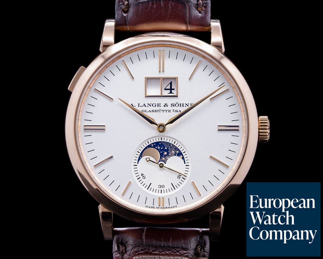 Image of A. Lange and Sohne Saxonia 384.032 Moon Phase Automatik 18K Rose Gold Silver Dial