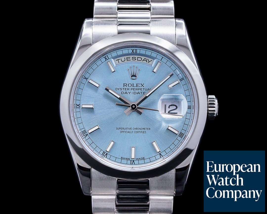 Image of Rolex President Platinum Glacier Roman Dial
