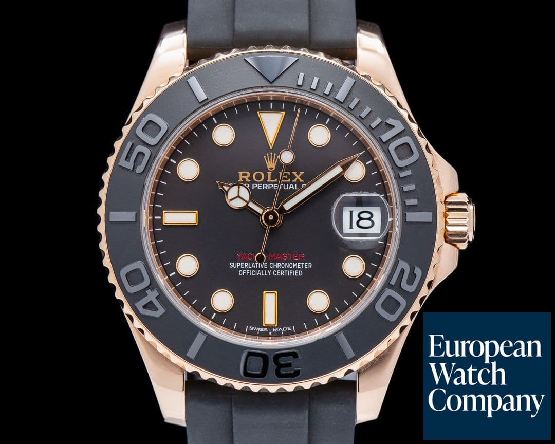 Image of Rolex Yacht Master 18K Rose Gold / Rubber MIDSIZE 37MM