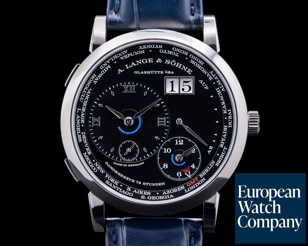 Image of A. Lange and Sohne Lange 1 Time Zone 136.029 18K White Gold / Black Dial 