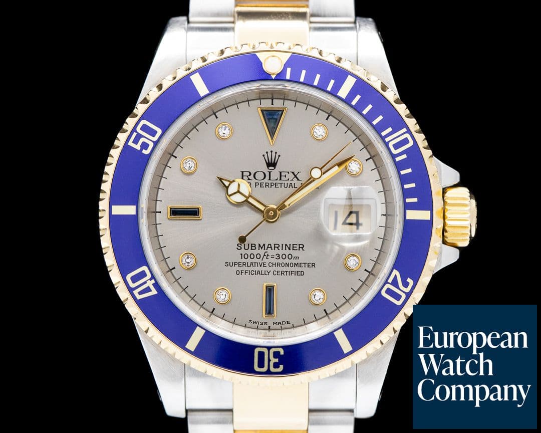 Image of Rolex Submariner 18K / SS Silver Serti Dial 