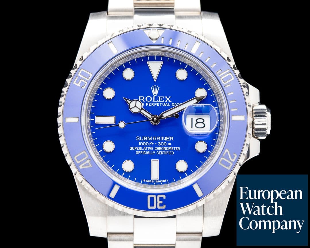 Image of Rolex Submariner SMURF Date 116619LB 18K White Gold Blue Dial 