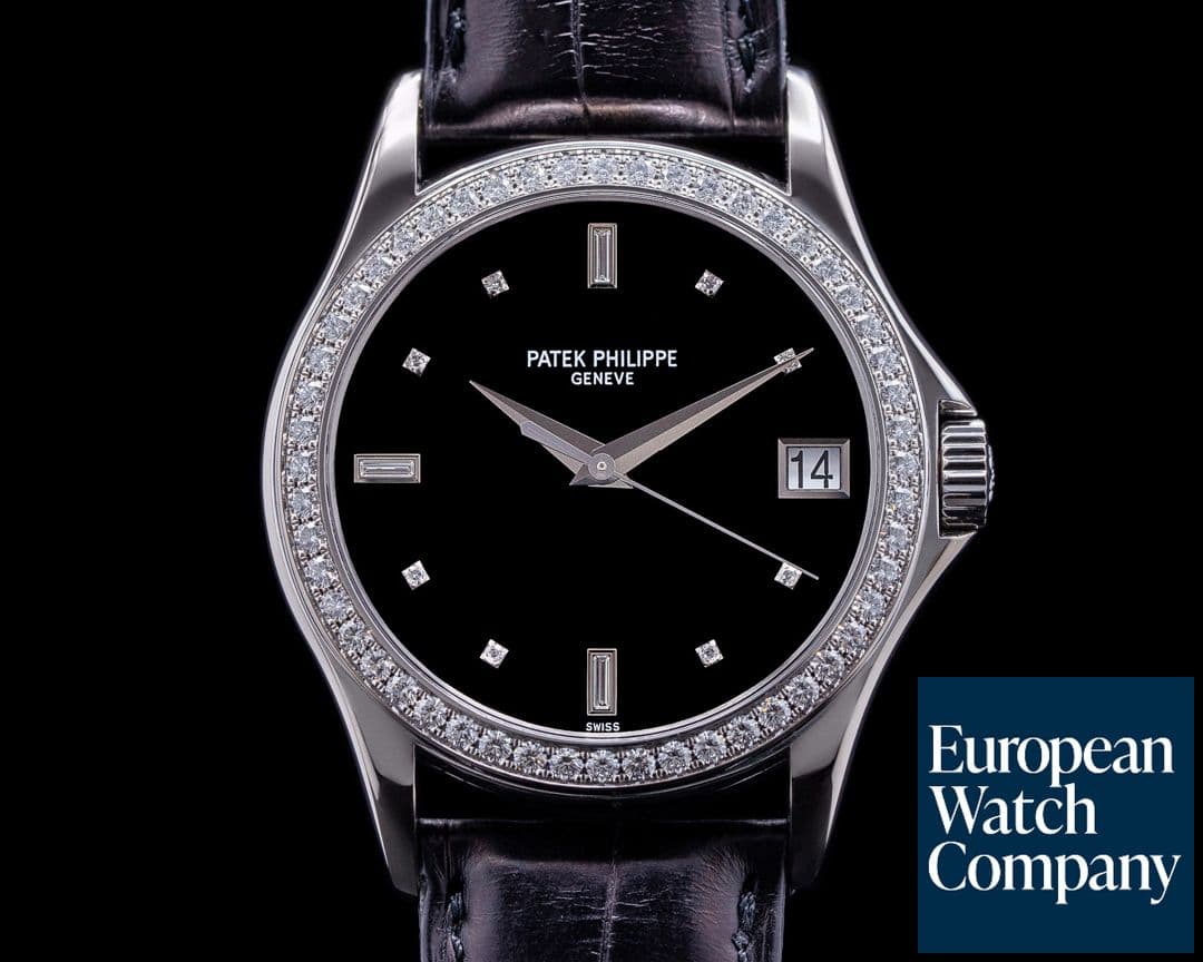 Image of Patek Philippe Calatrava 5108G 18K White Gold Black Dial / Diamond Bezel 