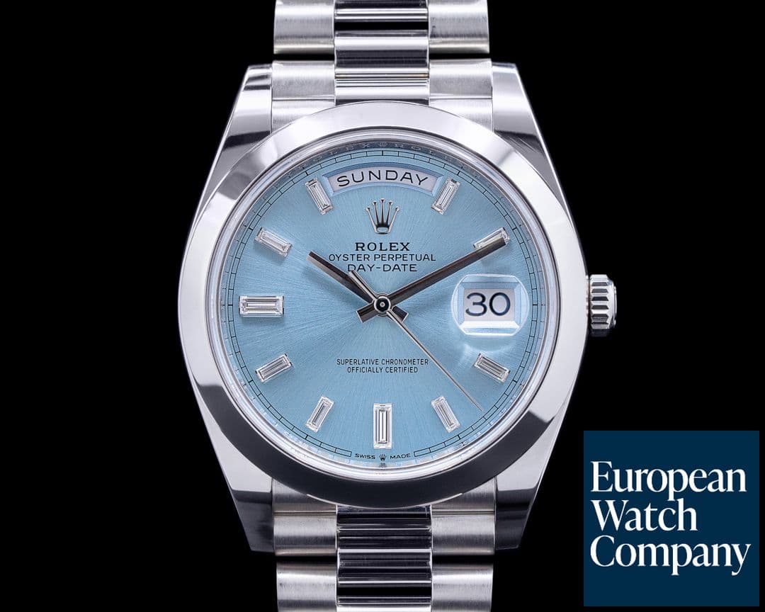 Image of Rolex Day Date 228206 Platinum Glacier Blue Dial DIAMONDS 40MM