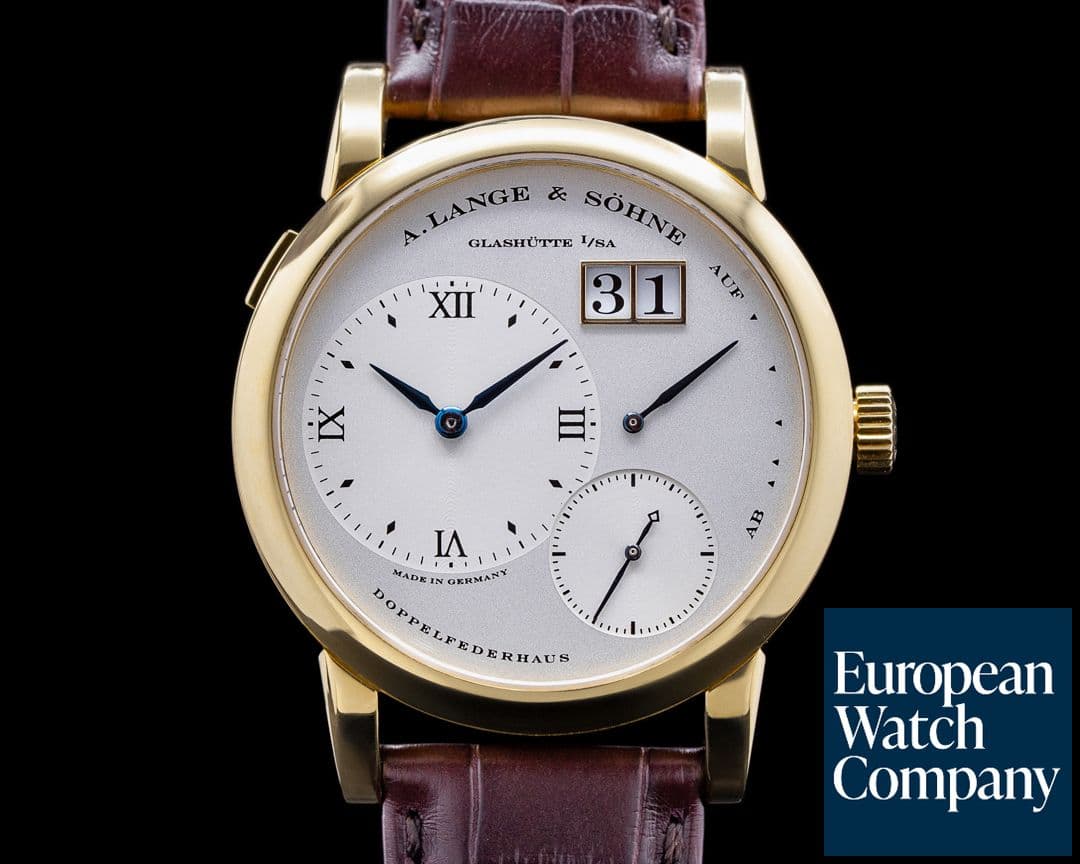 Image of A. Lange and Sohne Lange 1 101.022 18K Yellow Gold Blue Hands Silver Dial + Deployant