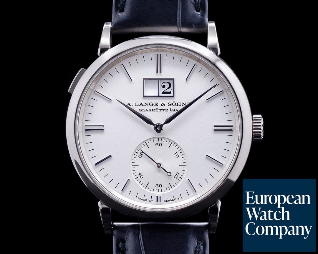 Image of A. Lange and Sohne Saxonia Outsize Date Automatik 18K White Gold / Silver Dial 
