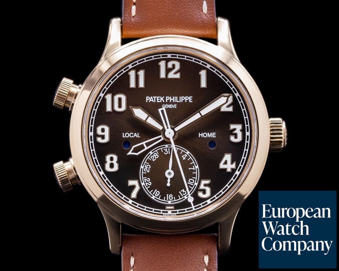 Image of Patek Philippe Mid Size 7234R Calatrava Pilot Travel Time 18k Rose Gold UNWORN 