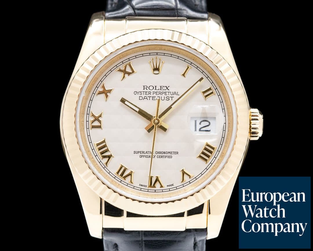 Image of Rolex Datejust Yellow Gold / Alligator Ivory Pyramid dial 