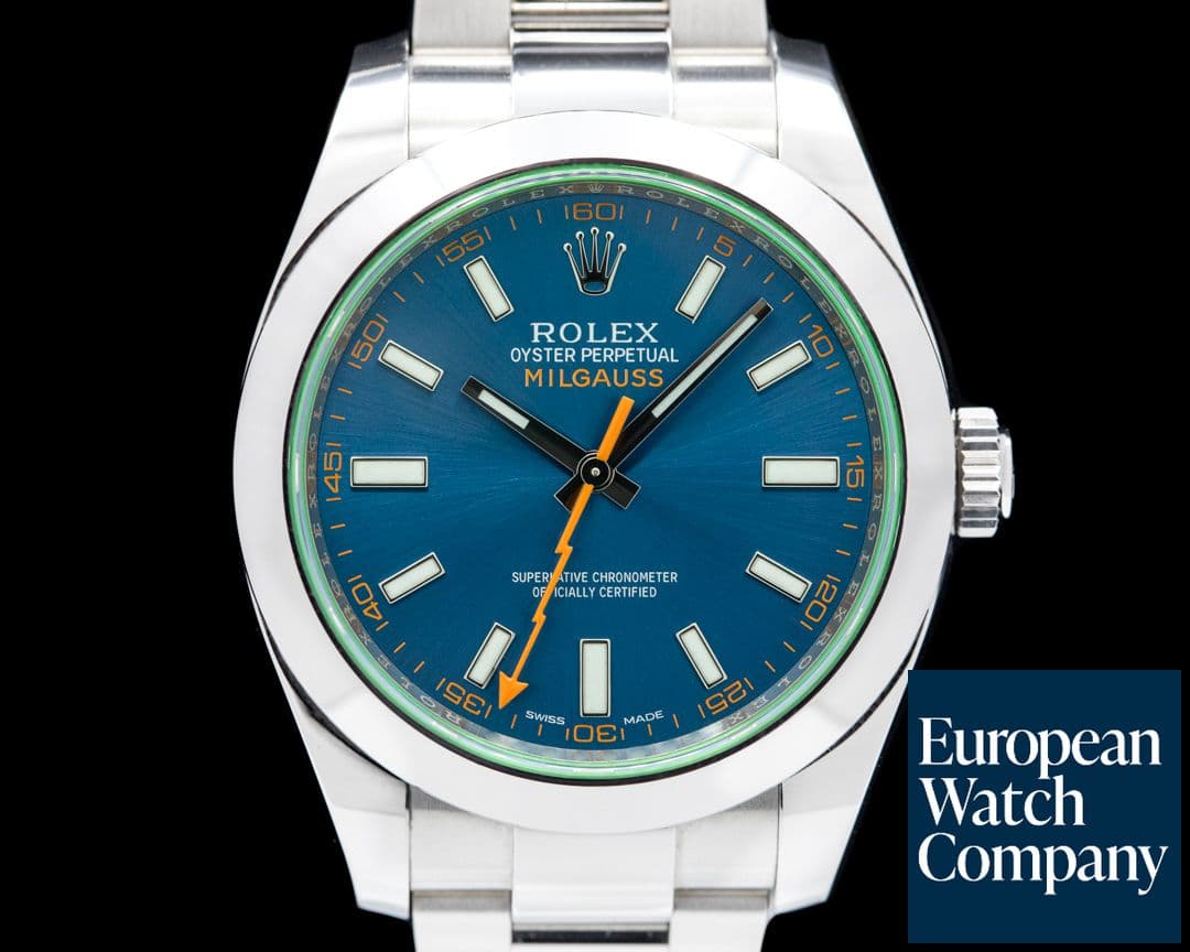 Image of Rolex Milgauss Blue Dial Green Crystal