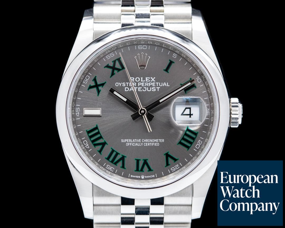 Image of Rolex Datejust 36 126200 Wimbledon Slate Roman Dial SS 2022