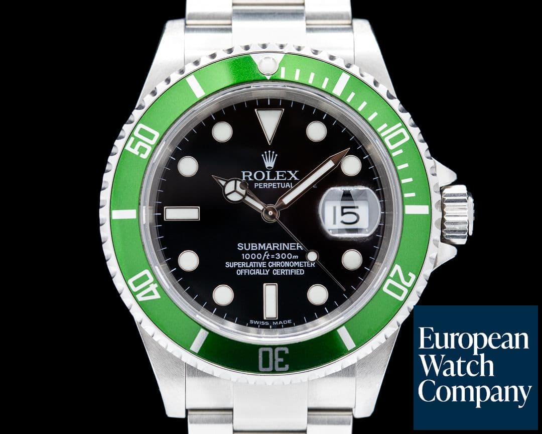Image of Rolex Submariner 50th Anniversary 16610LV SS Green Bezel Mark III dial