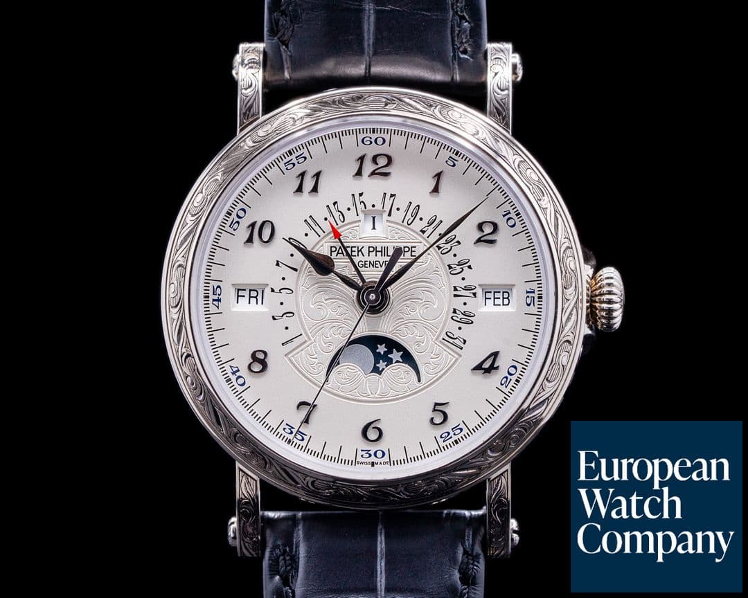 Image of Patek Philippe Grand Complications Perpetual Calendar 5160 18K ENGRAVED UNWORN 
