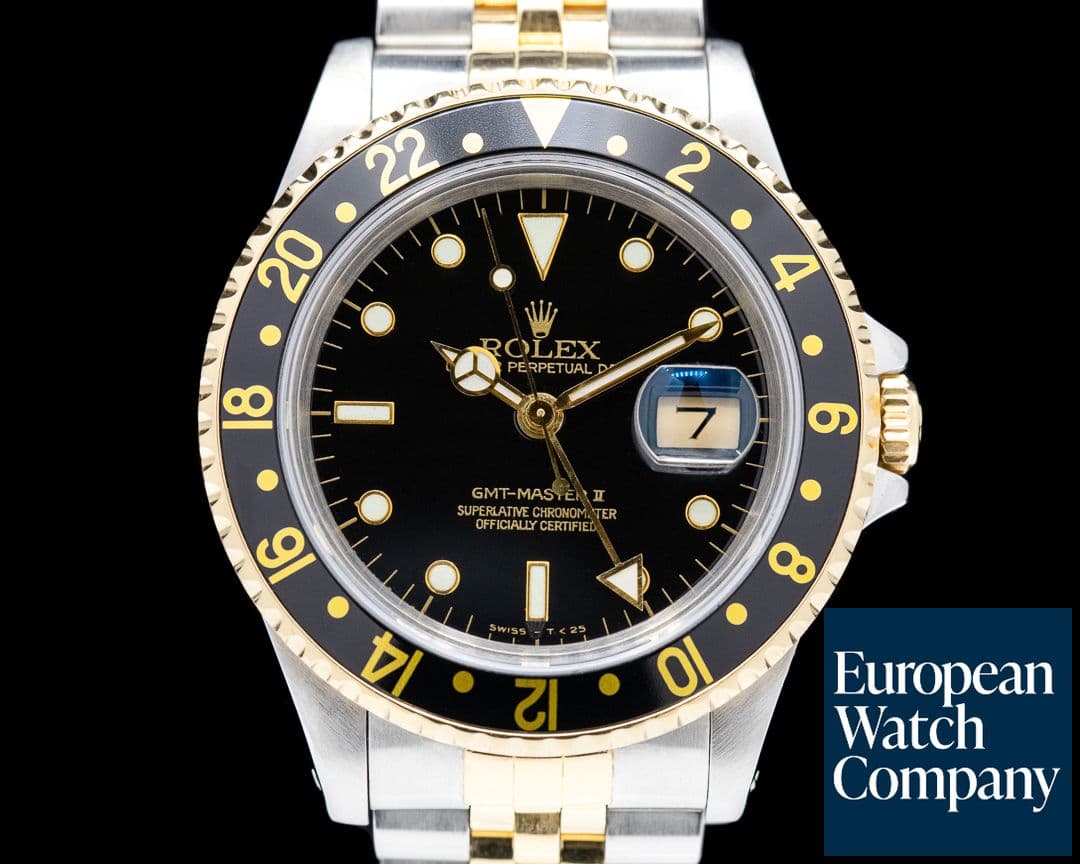 Image of Rolex GMT Master II 18K / SS Black Dial BOX AND PAPERS