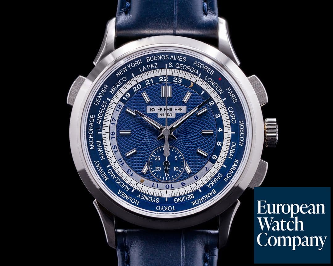 Image of Patek Philippe World Time 5930G Chronograph 18k White Gold Blue Dial 2021