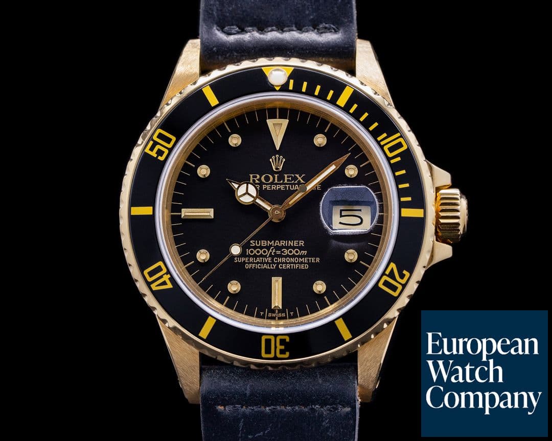 Image of Rolex Vintage Submariner 16808 Black Nipple Dial 18K NICE c. 1988