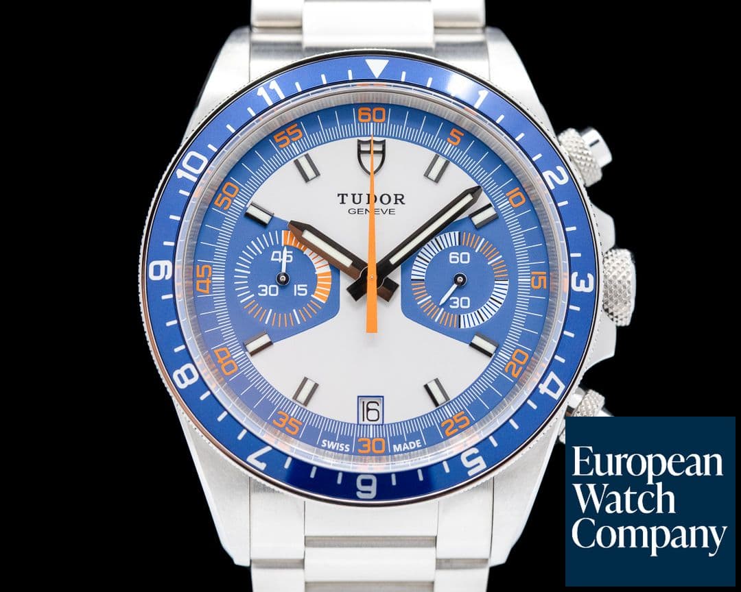Image of Tudor Heritage Chronograph Silver Dial w/Blue Counters UNWORN