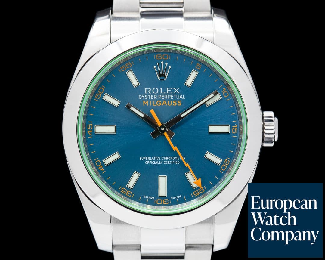 Image of Rolex Milgauss Blue Dial Green Crystal 2017