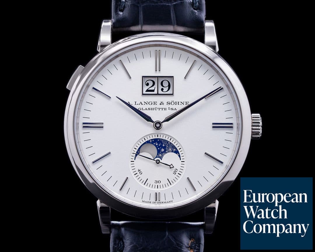 Image of A. Lange and Sohne Saxonia Moon Phase 384.026 Automatik 18K White Gold / Silver Dial 