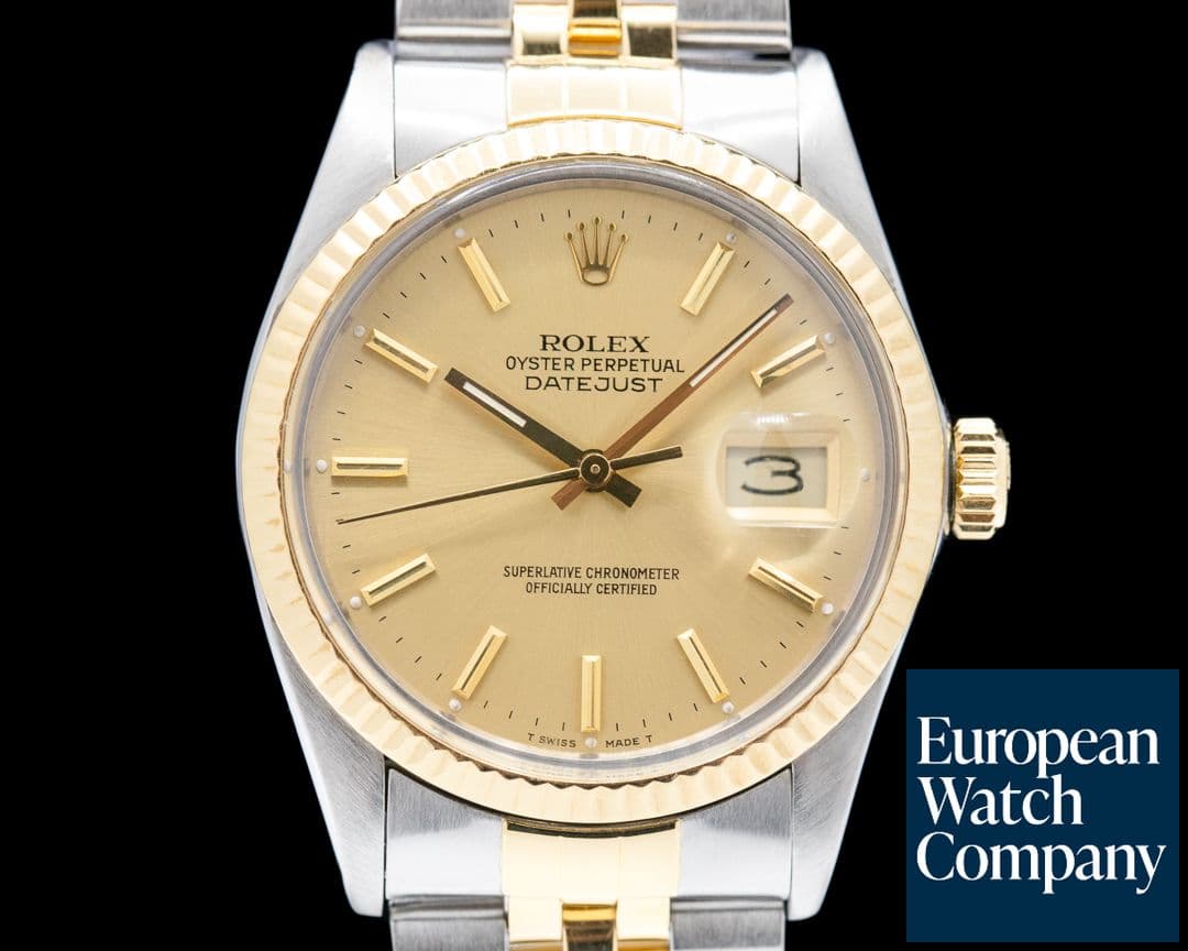 Image of Rolex Datejust Gold Dial Stick Markers 18K / SS FULL SET 1987