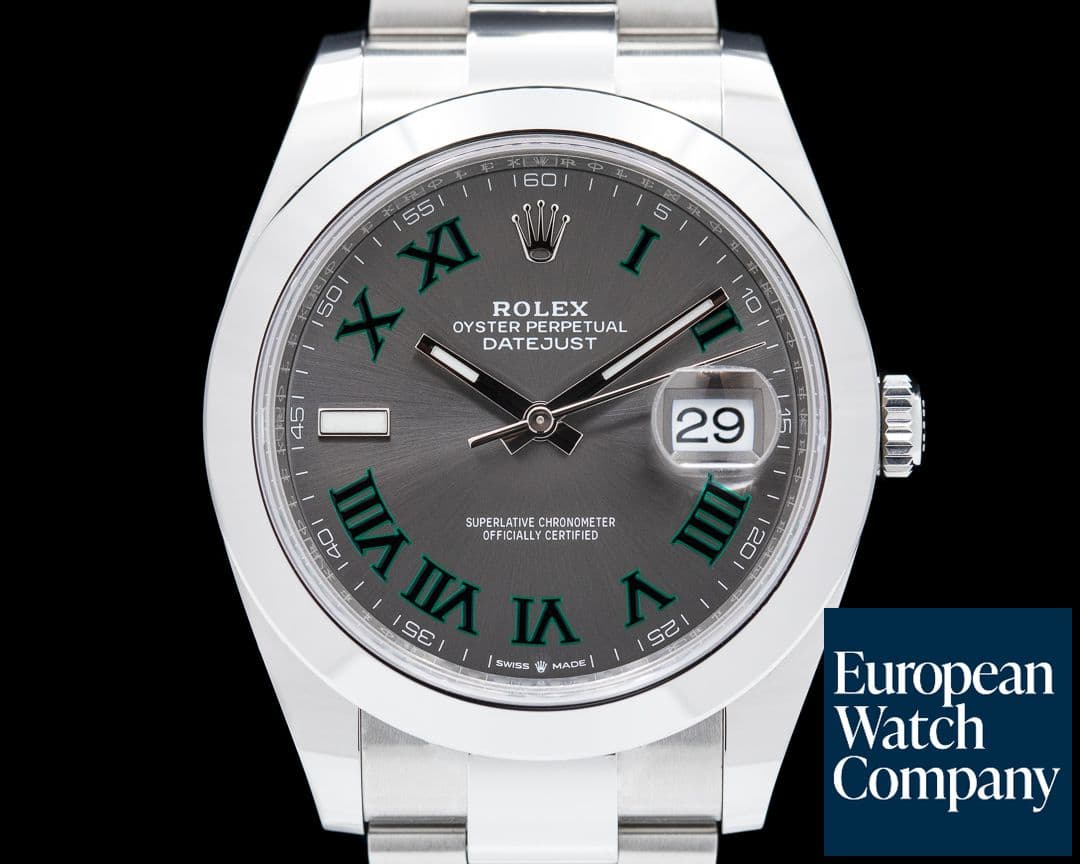 Image of Rolex Datejust 41 126300 Wimbledon Slate Roman Dial SS 