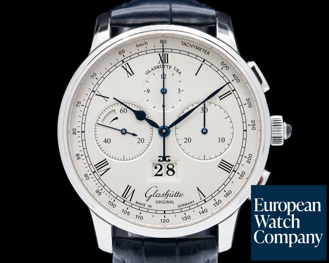 Image of Glashutte Original Senator Chronograph Panorama Date / Silver Dial PT