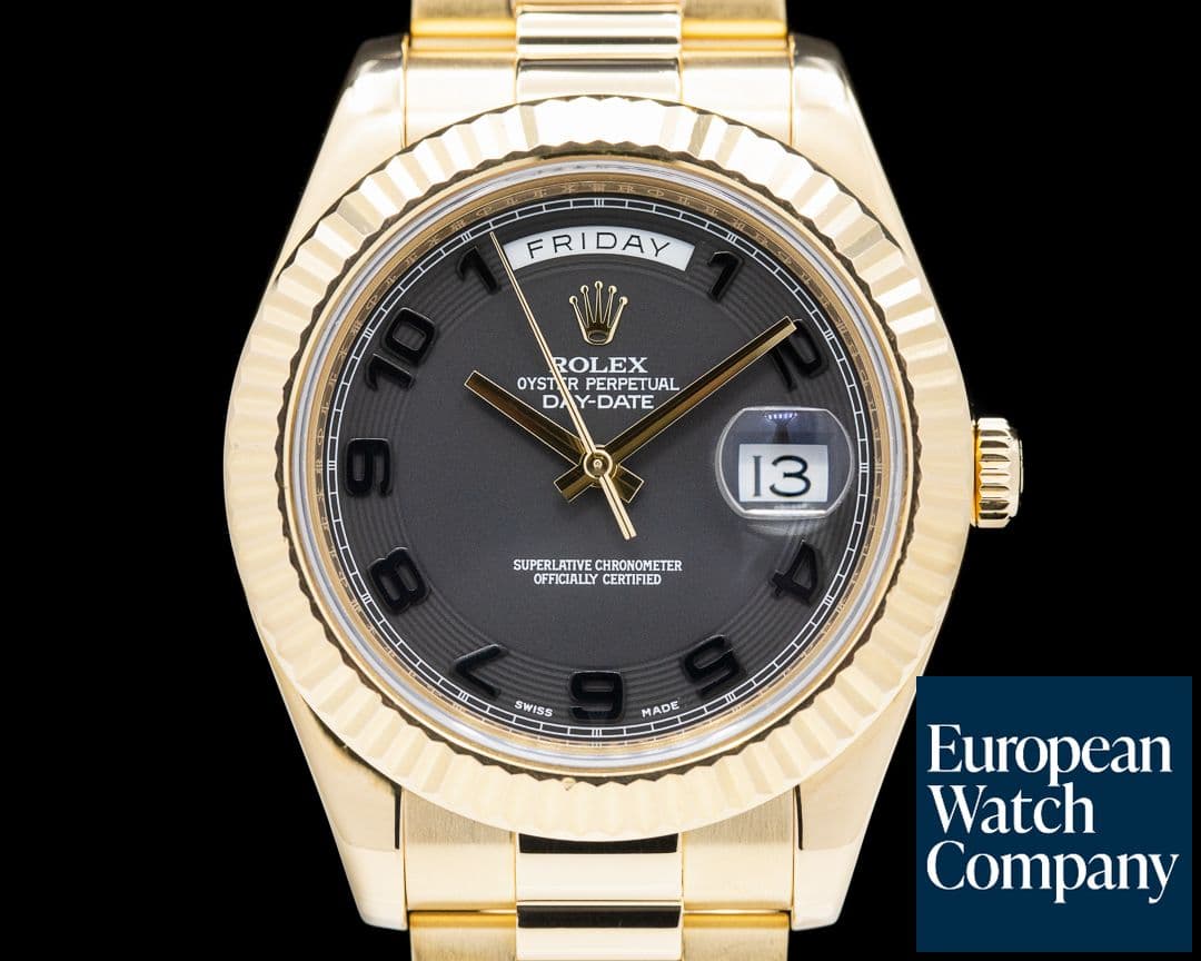 Image of Rolex Day Date II 218238 President 18K Yellow Dark Gray Arabic Dial 