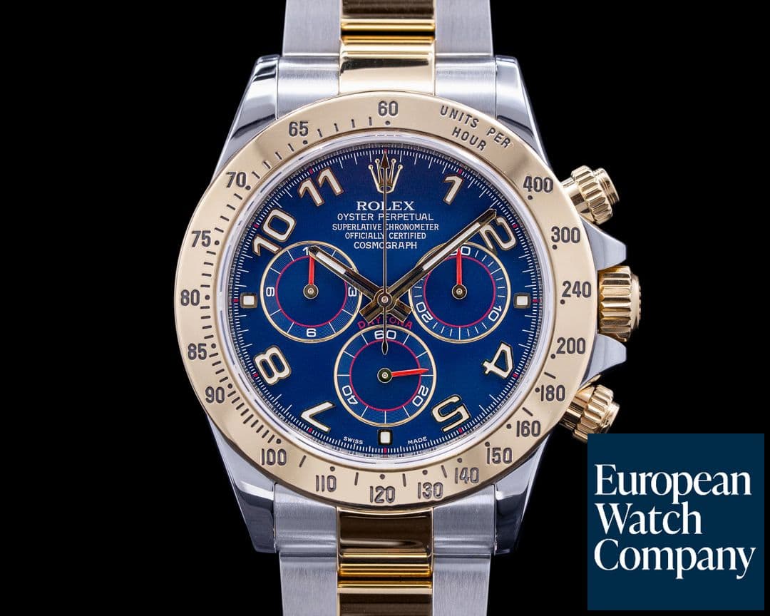 Image of Rolex Daytona Blue Dial 18K Yellow Gold / SS FRESH SERVICE FROM ROLEX