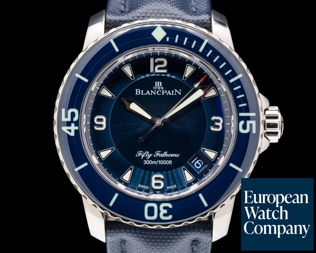 Image of Blancpain Fifty Fathoms White Gold / Blue Dial LIMITED