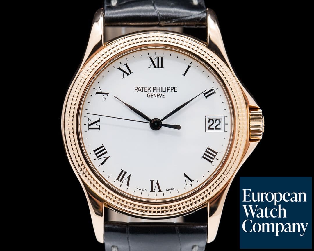 Image of Patek Philippe Calatrava 18K Rose Gold White Roman Hobnail