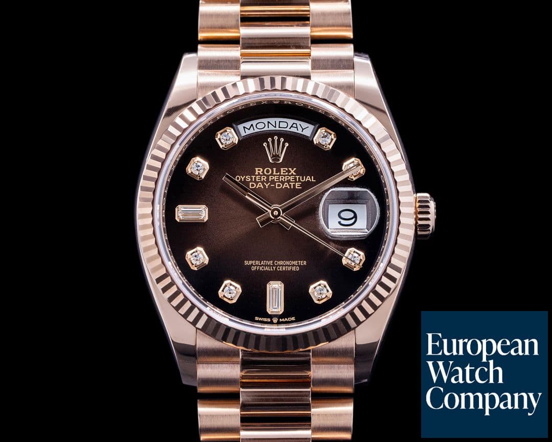 Image of Rolex Day Date President 128235 "Brown Ombre" Fume Diamond Dial 2019